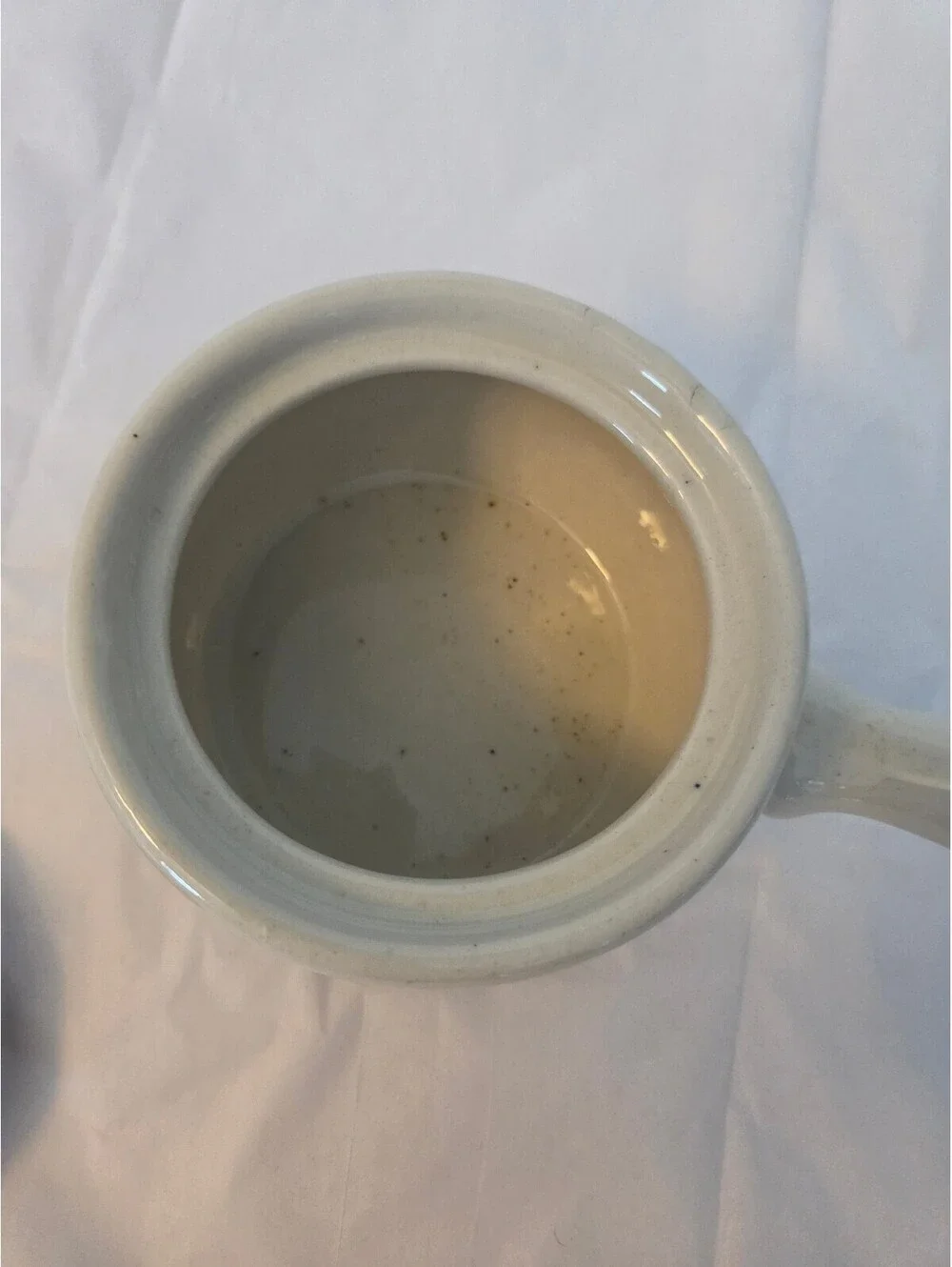 Vintage Ceramic Saucepan with Lid and Handle, Cream and Blue Stripes